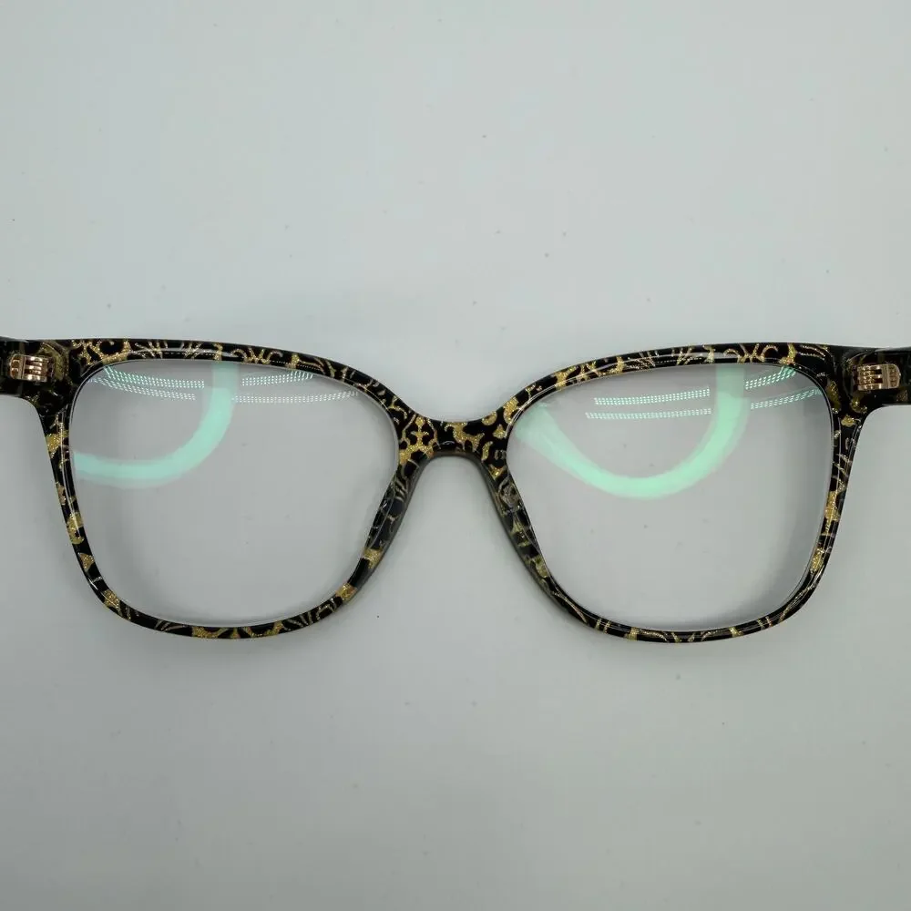 DOLCE & GABBANA DG 3321 3215 Black Damasco Gold Glitter Made in Italy 54-17-140